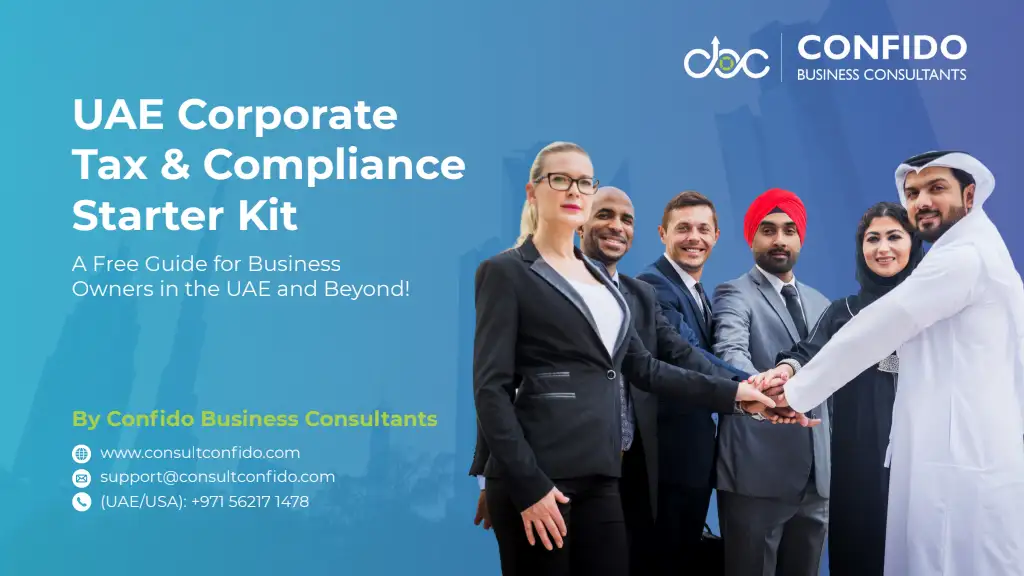 UAE Corporate Tax and Compliance Starter Kit PDF designed as a lead magnet for Confido's B2B finance audience
