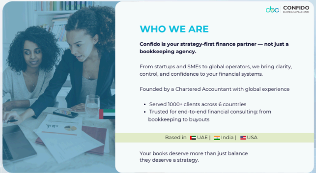 Confido Business Consultants LinkedIn company page with optimized service descriptions and branding