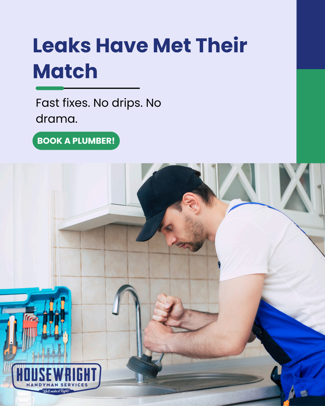 Urgency-driven Housewright ad creative for emergency leak repair services in the Baltimore metro area