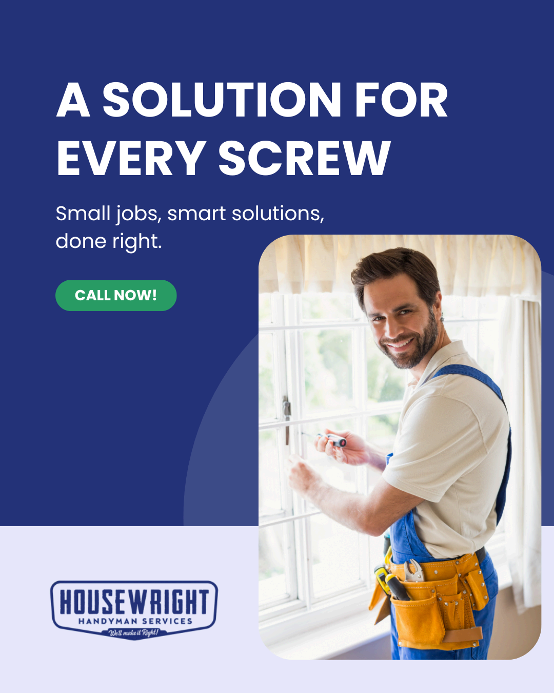 Housewright general handyman brand awareness ad highlighting 30+ years of home repair experience