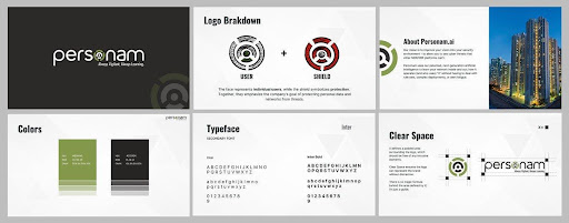 Personam brand identity system — logo, colors, typefaces, and clear space guidelines