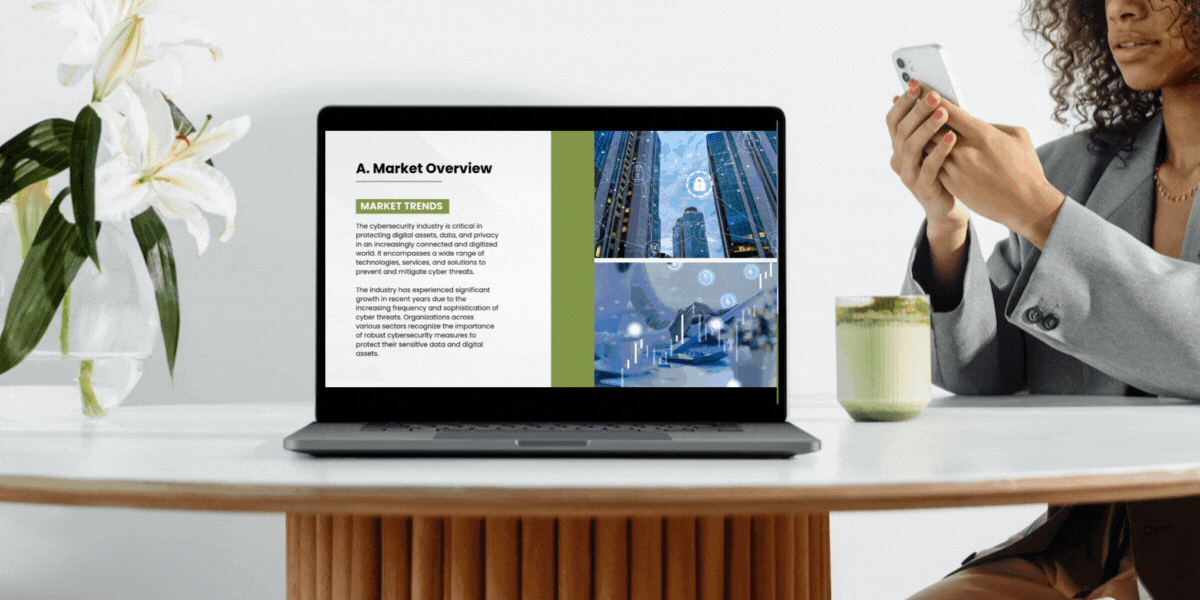 Investor pitch deck and marketing documents for AI cybersecurity platform